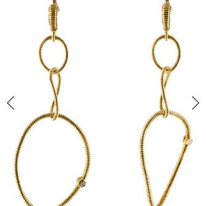 Judith Ripka 18k diamond triple hoop drop earrings